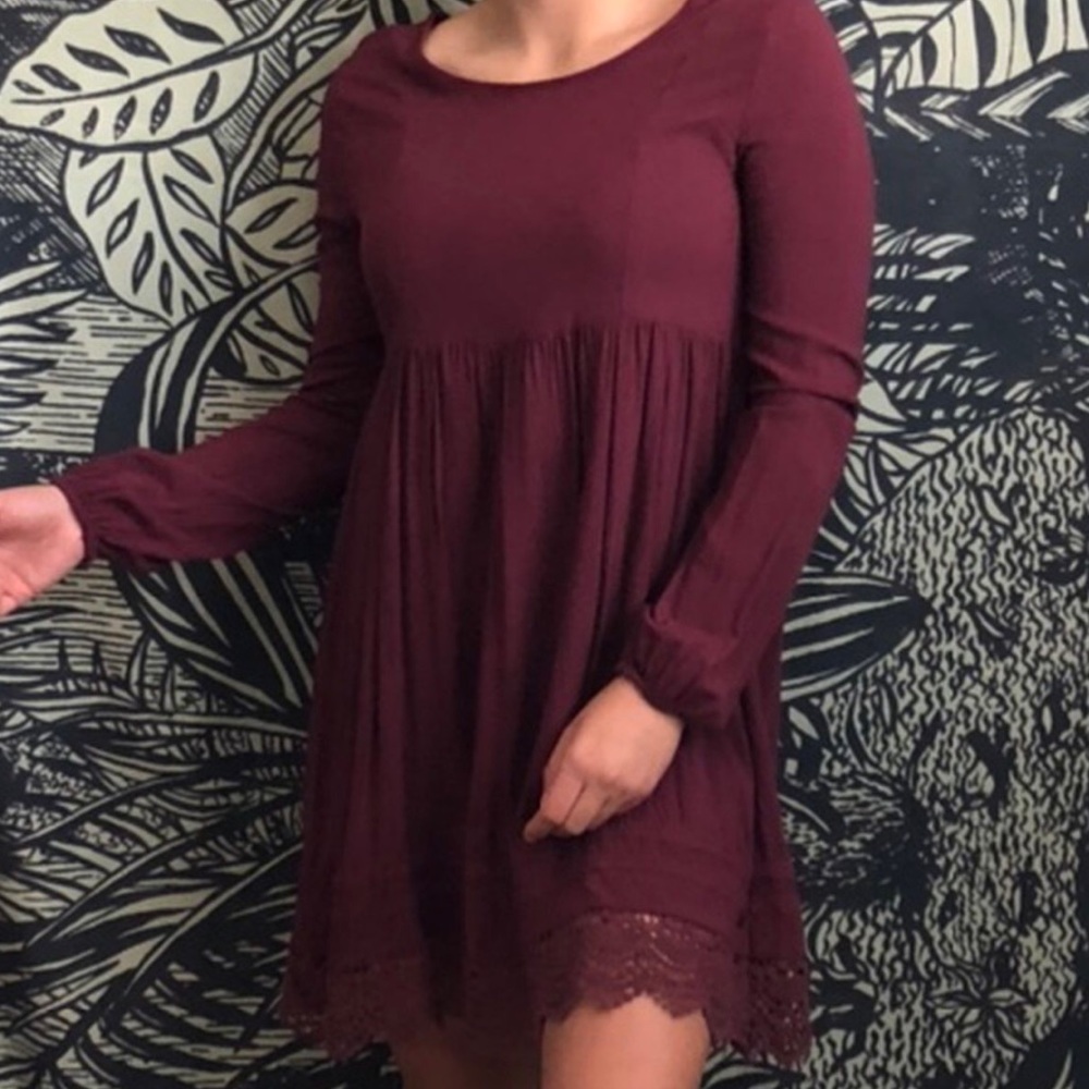 ROXY Maroon long sleeve dress